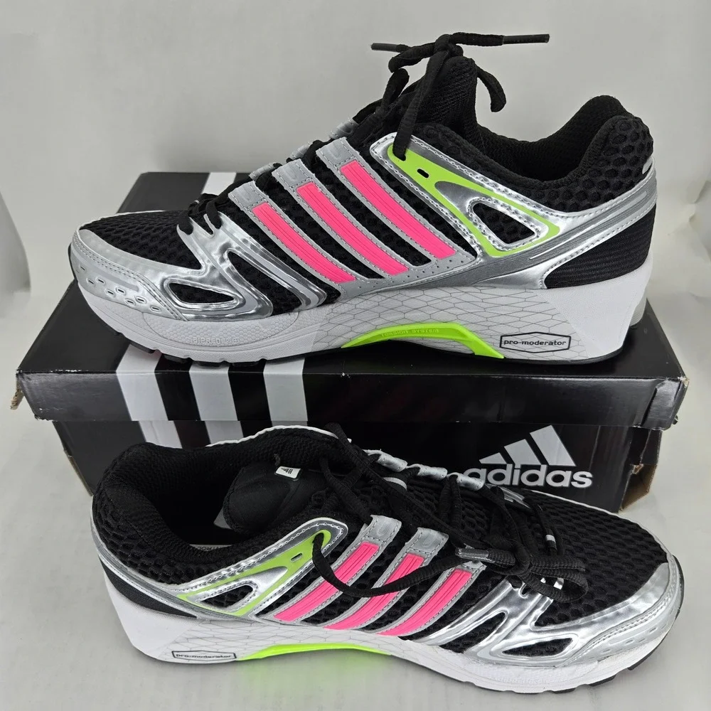 Adidas Adistar Control 5 Mens 10.5 Running Shoes Black Silver Pink JS0041 NEW